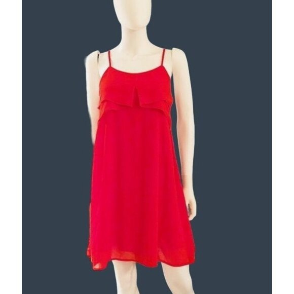 LULU'S- WOMENS RED CAMI ADJUSTABLE STRAPS LIGHT WEIGHT LINED DRESS- SIZE MEDIUM - Picture 1 of 4